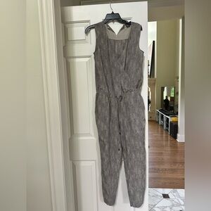 The Fisher Project Gray and White Patterned Sleeveless Jumpsuit
